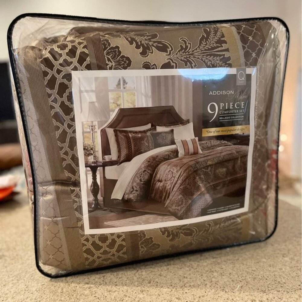 NEW Addison Park Bellagio King 9-Pc. Comforter Set -Brown T4103401